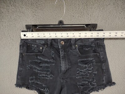 Short Jean Festival Vintage American Eagle - Taille Haute Déchiré - Taille 4 (US) - Noir