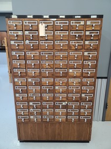72 Drawer Card Catalog Wood File Cabinet Library Index 42 Wide Ebay