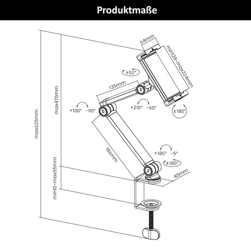 Tablet Halterung Halter verstellbar für 4,7 - 12,9 Zoll Bett & Tischhalterung - Bild 9 von 12