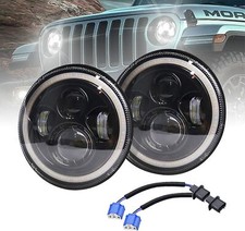 7 Inch LED Headlights Round White Angel Eyes DRL Turn Signal Lights, H6024 LED