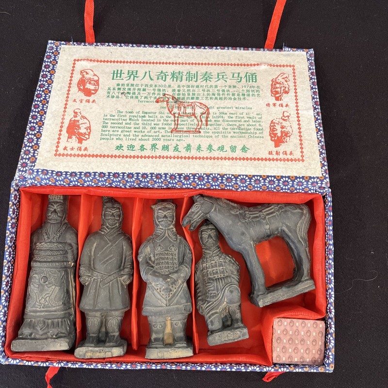 Vintage Chinese Terracotta Army Set Of 5 Warriors And Horse Replica Souvenirs