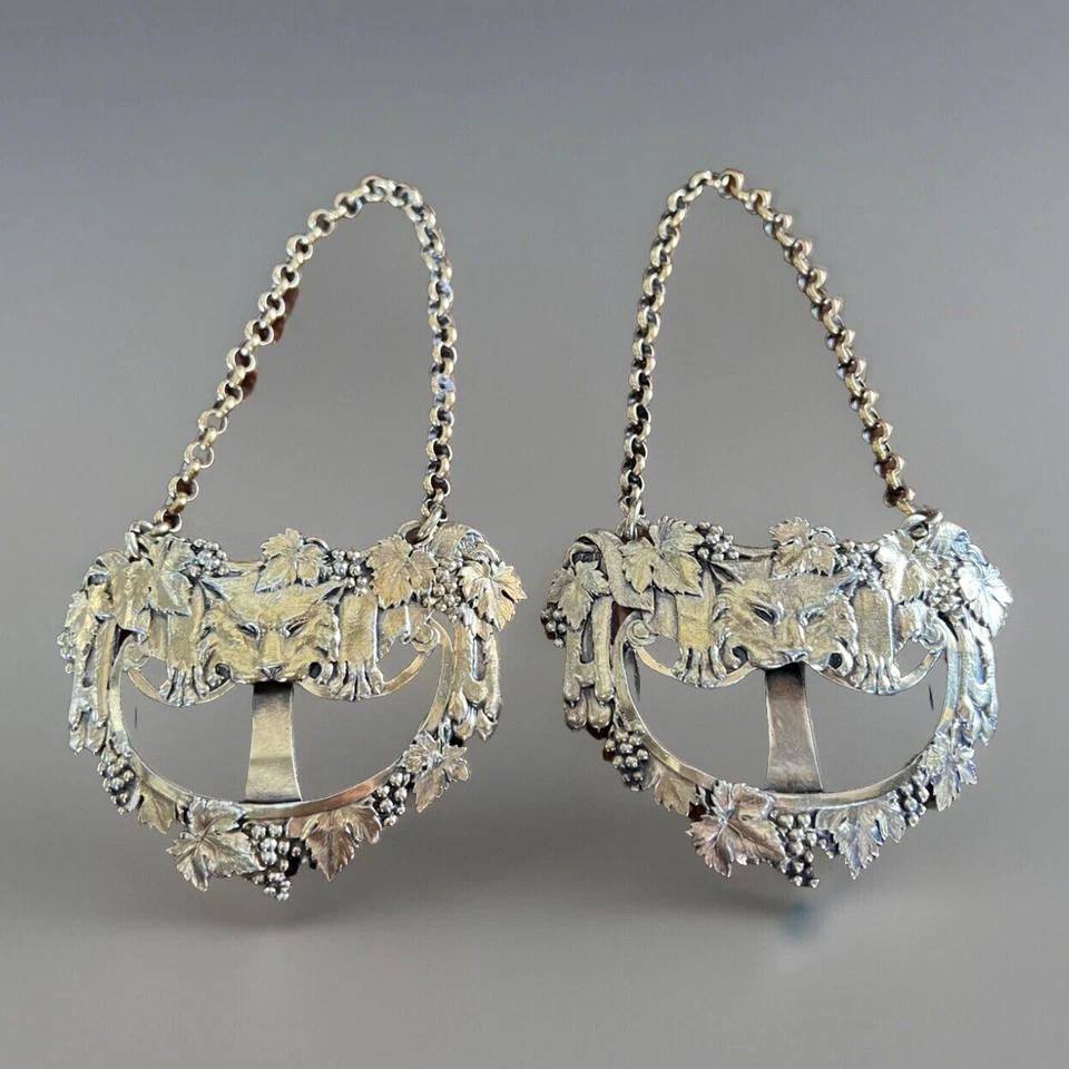 2 English Sterling Silver Bottle Labels/Tickets, Leopard Pelt, Paul Storr, 1810 - Image 2 of 4