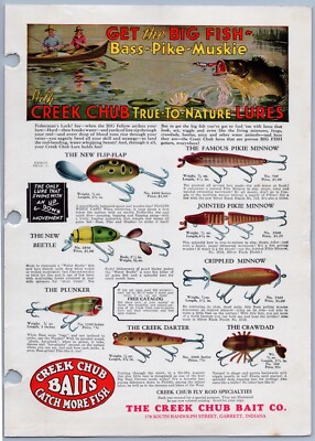 1935 Creek Chub Lures, Weezel Lures Print Ad