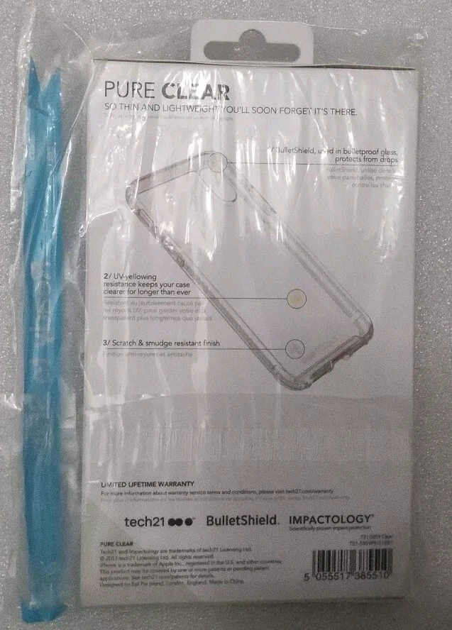 Tech21 Pure Clear Series Hybrid Case for Apple iPhone Xs/X - Clear - Image 3 of 4