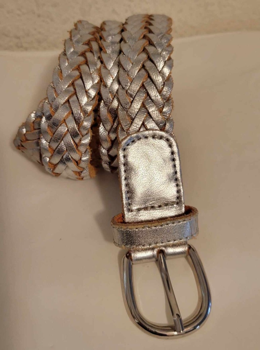 Vintage Capezio Braided Leather Belt Silver Size L/M | eBay