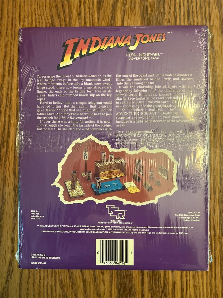 IJ5 INDIANA JONES: NEPAL NIGHTMARE ADVENTURE PACK PERFEITO RPG 1985 LACRADO NO PSIQUIATRA - Imagem 2 de 4