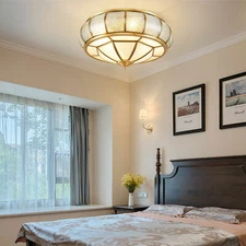 Tiffany Style 18" Semi Flush Mount Ceiling Light Fixture with Glass Shade