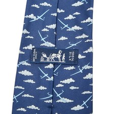 HERMES All Over Pattern Tie Blue Multicolor Silk  Used