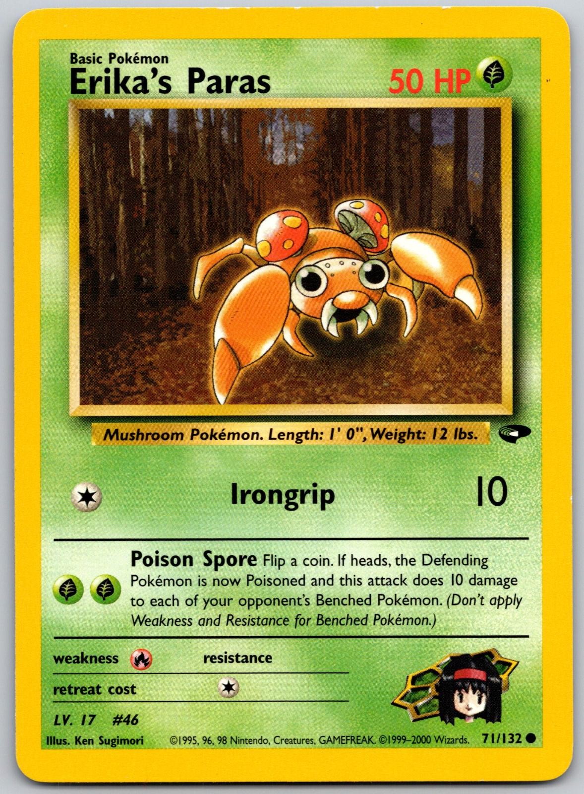 Erika's Paras 71/132 Common Gym Challenge Pokemon Unlimited Lightly Played