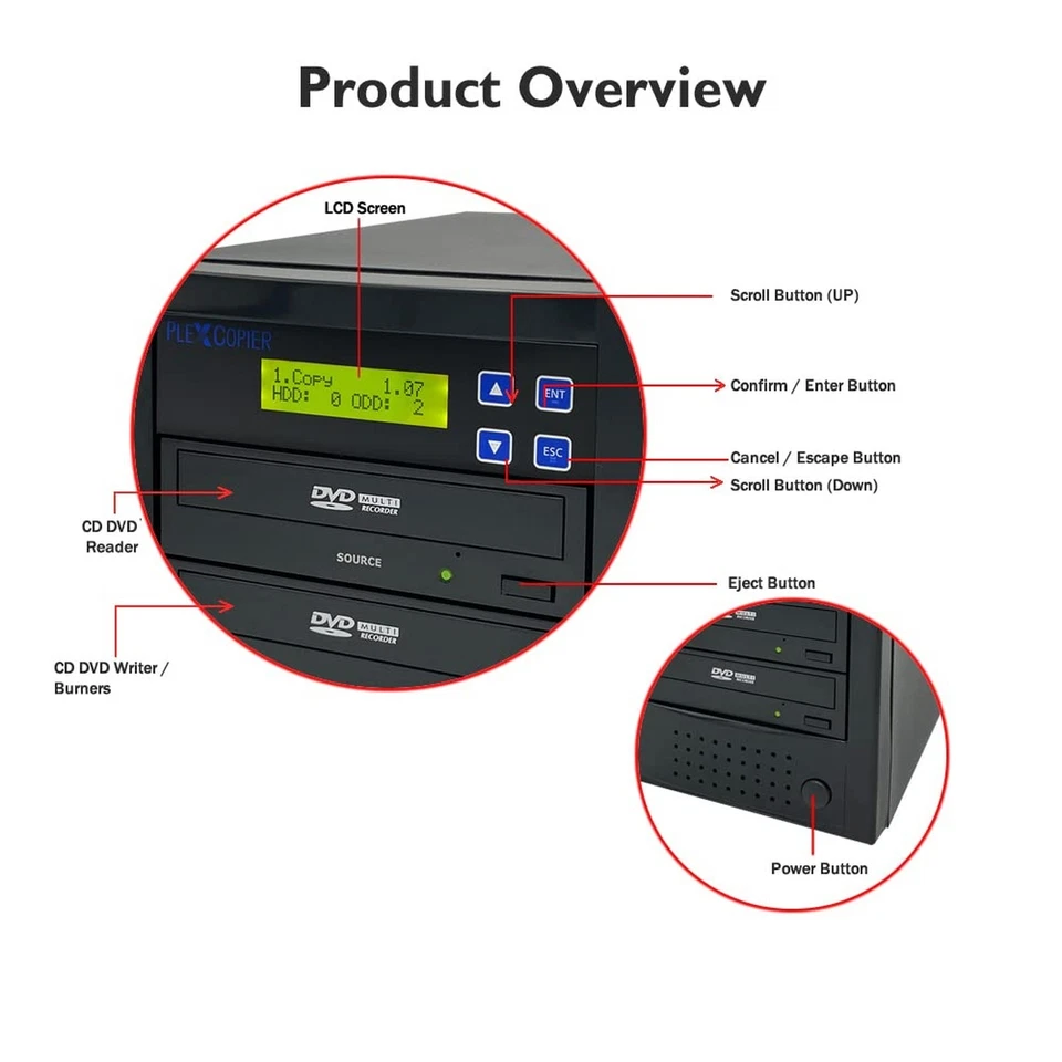 24X 1 to 1 CD DVD M-Disc Supported Duplicator Copier Tower with Free Copy Pro... - Image 3 of 4