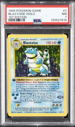 1999 POKEMON GAME 1ST ED #2 BLASTOISE-HOLO PSA 7