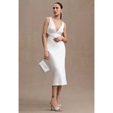 BHLDN Sachin & Babi Sierra Satin Midi Dress Ivory Size 4 NWT Retail $250