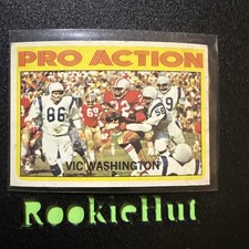 Rh1219 1972 Topps Vic Washington Pro Action Rookie 49ers Football Card #255i. rookie card picture