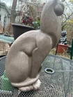 Royal haeger 1950 Egyptian cat cygnet grey glaze small ear tip chip mid century