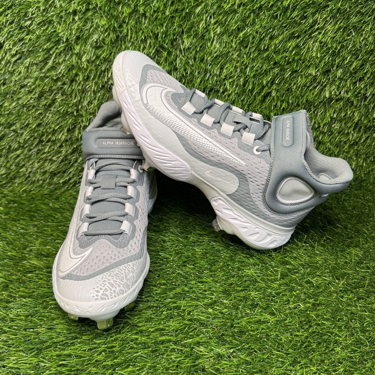 Nike Alpha Huarache Elite 4 Mid Metal Baseball Cleats Gray DJ6520-012 Size 7.5 G6110_0266_right main image 3