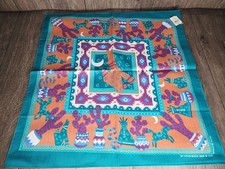 NOS Vintage Southwestern Design Coyote Cowboy Bandana Poly/Cotton Made in USA