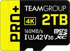 Team 2TB Pro microSDXC Memory Card with Adapter Model TPPMSDX2TIA2V3003