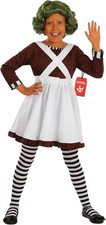 Girls Chocolate Factory Worker Costume Kids Oompa Loompa Fancy Dress Book Day
