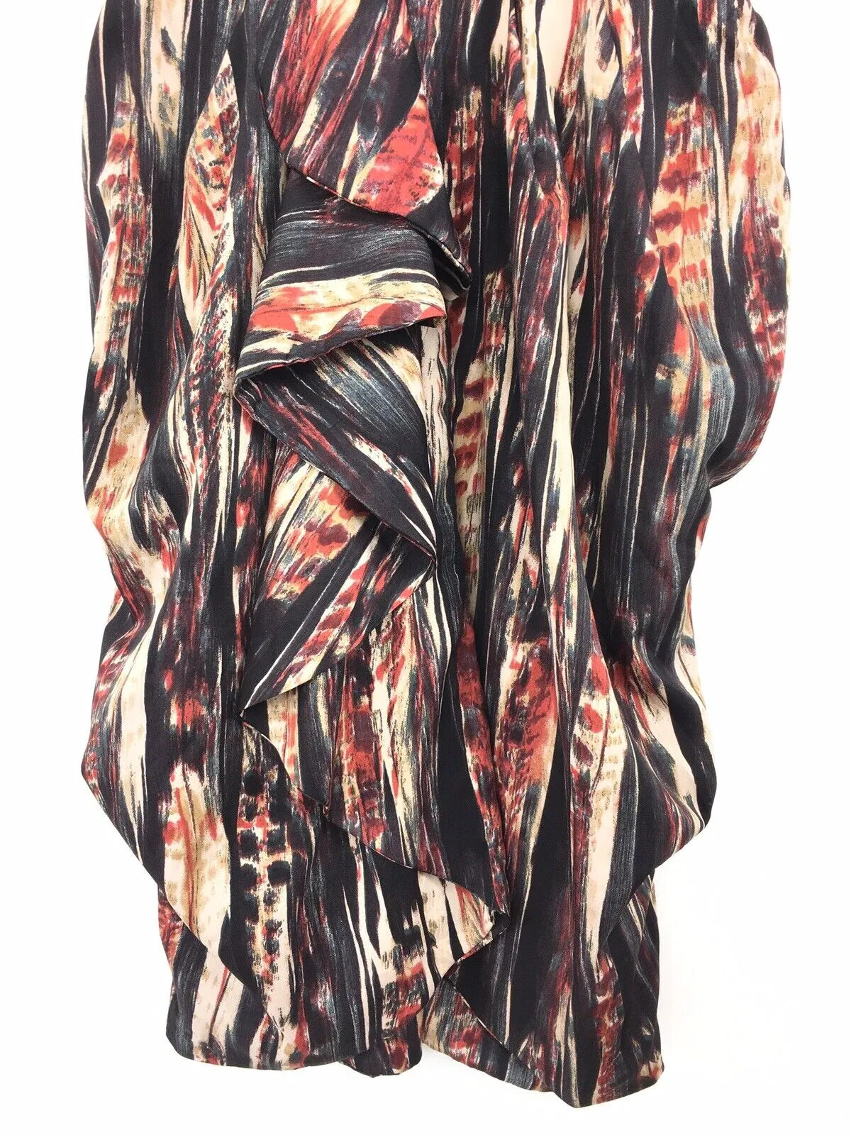 H&M Dress 8-10 38 Multicolour Black Red Ruffle Volume Skirt Date Work Career thumbnail 5