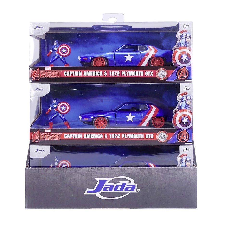 Marvel, Capitan America Plymouth GTX 1971 + Capitan America - Jada Toys + 8 Anni - Immagine 2 di 4