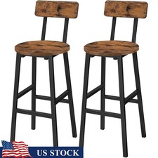 Set of 2 Round Bar Stools W/ Backrest  Footrest Kitchen Living Room Pub New