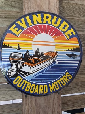  VINTAGE EVINRUDE OUTBOARD MOTORS PORCELAIN GAS SIGN 12''