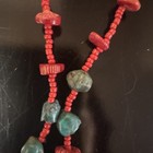 Red Coral Turquoise Glass Beaded Necklace — photo 6