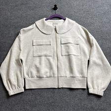 Varley Lisburn Collared Zip Through Sweatshirt Women's Large Gray Long Sleeve