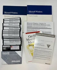 Vintage Microsoft Windows 3.0 for DOS Systems 5.25" Floppy Disks with Booklets