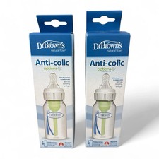 Dr. Brown's Anti-Colic Options 4 oz Baby Bottle Level 1 Narrow Nipple. LOT OF 2