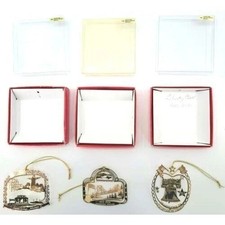 Lot of 3 Nations Treasures Collectible Ornament Decor 24K Gold Brass Landmarks