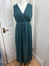 Shein Teal Sleeveless Maxi Wrap Dress Size L UK 14 EU 42
