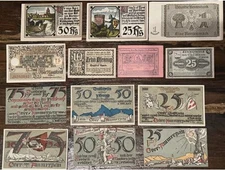Wertvolles Konvolut mit originale 89 Scheine (Rentenmark, Notgeld)