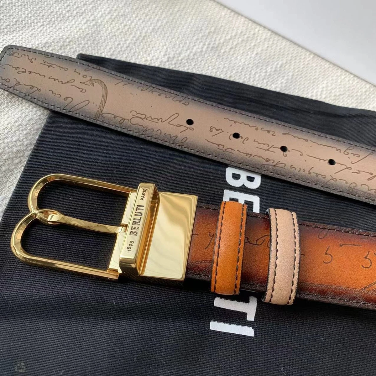 小物 Berluti belt calligraphy 85-34 Leather Berluti belt calligraphy 85-34 Leather Berluti bracelet leather