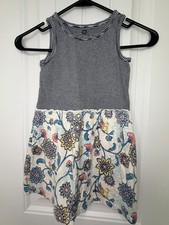 Girls Tea Collection Sundress Sleeveless Cotton Floral/Birds Blue White Sz 5