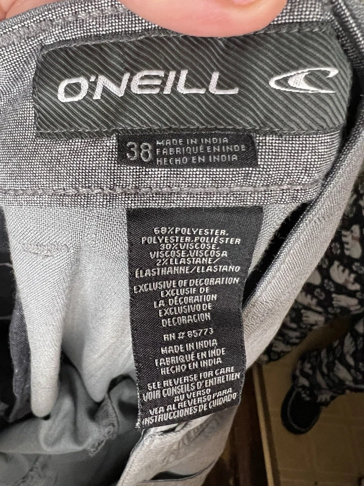 Pantalones Cortos O'Neill Para Hombre Talla 38 Gris Rayas Chino Frente Plano Verano Playa Vacaciones Foto 4 de 4