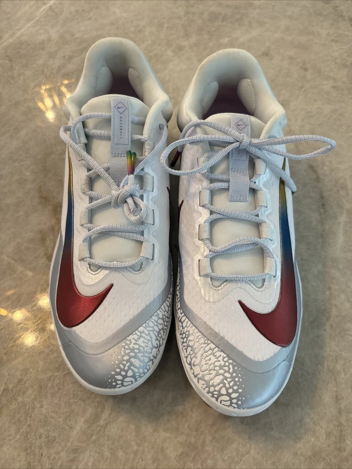 Size 12 Nike Alpha Huarache Mens Elite 4 “Rainbow” Metal Baseball Cleats - Image 2 of 4