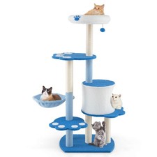 54" Cat Tree Tower with Sisal Scratching Posts Bell Cat Perch Cat Condo