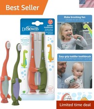 Dr. Brown's Easy-Grip Dinosaur Toothbrush Set for Toddlers, 1-4 , 2-Pack