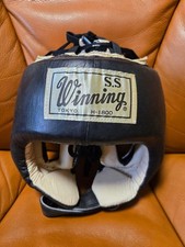 Winning Vintage Boxing Head gear H-1800 Black Old Logo Authentic JAPAN Used Rare