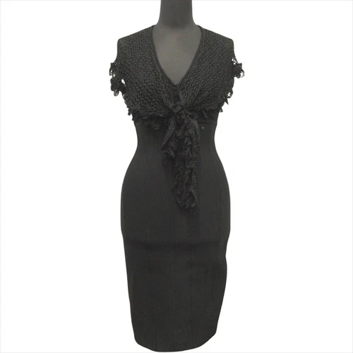 【Abiti】06A CHANEL Coco Mark Abito Trasparente Taglio E Cucito Cambio Pizzo