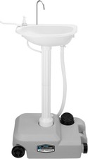 Portable Camping Sink Hand Wash Station Foot Pump 5 Gallon Water Tank w Wheels