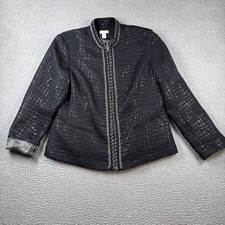 Chicos Jacket Womens 2 US L Chain Trim Snakeskin Print Liner Animal Pattern