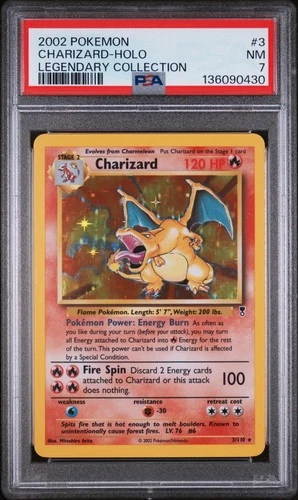 2002 POKEMON LEGENDARY COLLECTION #3 CHARIZARD-HOLO PSA 7