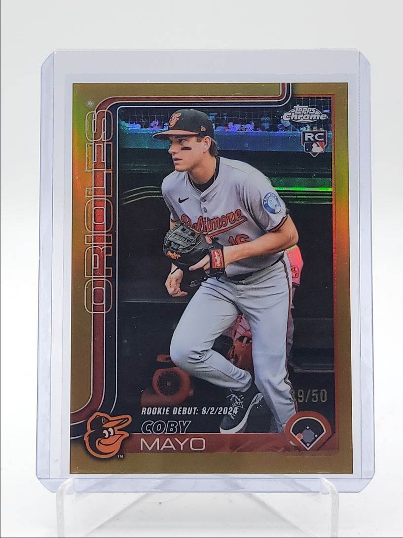 COBY MAYO 2025 TOPPS CHROME UPDATE ROOKIE DEBUT GOLD REFRACTOR RC /50 Q3967