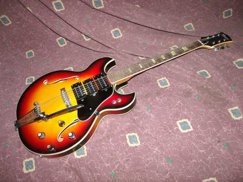 Vintage ca 1972 Conrad Japan MIJ 3 pu electric guitar Kessel VG+