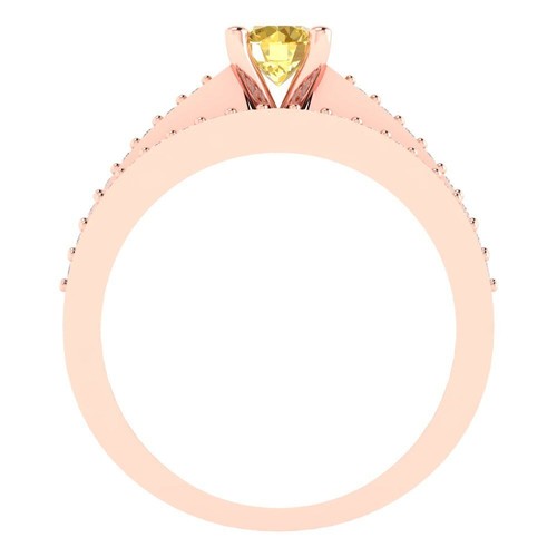 0.86 tcw Round Cut Engagement Ring for Women, 14K Rose Gold Yellow Promise Ring - Bild 4 von 5