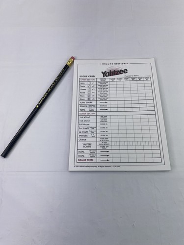 Yahtzee Score Card Pads and Deluxe Edition Pencil E6100 1997 Original/OEM 45pg - Picture 2 of 4