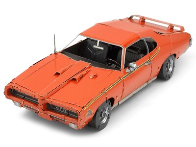 1969 PONTIAC GTO JUDGE ORANGE STEEL MODEL KIT BY METAL EARTH