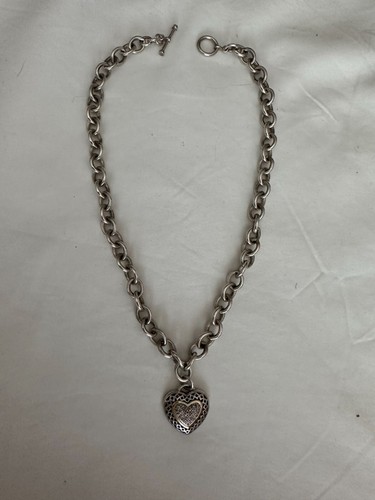 Sterling Kette mit Knebelverschluss und 925/14KT Herz Anhänger und czs